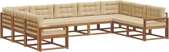 vidaXL Set Di Divani Da Esterno 9 Pz Naturale E Beige Vidaxl