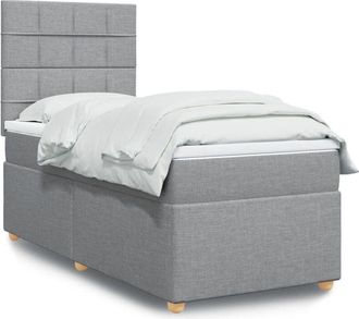 vidaXL Vidaxl - Cama Box Spring Con Colch&oacute;n Tela Gris Claro 100x200 Cm