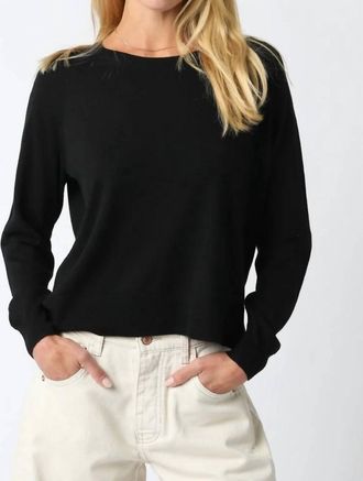 Olivaceous Natalie Relaxed Fit Knit Sweatshirt In Black