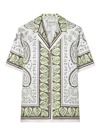 Tory Burch Printed silk camp shirt
