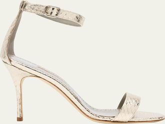 Manolo Blahnik Chaos Metallic Snakeskin Pumps