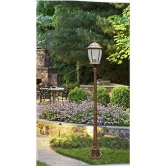 Trade Shop Trade Shop Traesio - Lampione Giardino Lanterna Vetro E27 Luce Esterno Alluminio 178x24cm Bronzo Es35