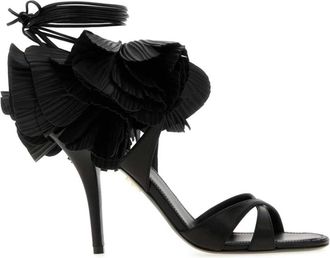 Ferragamo Estrella 95 Sandaal - Dames - Sandalen met hakken - Zwart - 37 1/2 EU - Leer - Schoenen