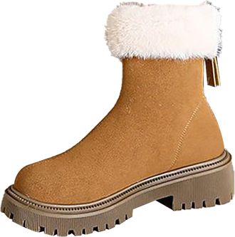 Generic High Heels for Women Outdoor Ski Boots Thickening Quilted Boots for Women (Brown, 5.5)