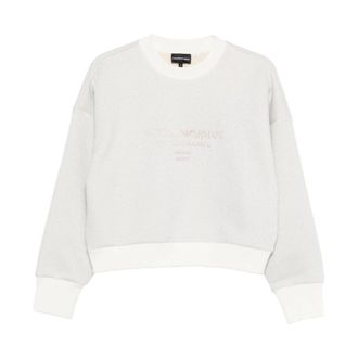 Emporio Armani Lurex Jersey Sweatshirt - Dames - Sweatshirts - Wit - M - Katoen - Hoodies & sweatvesten