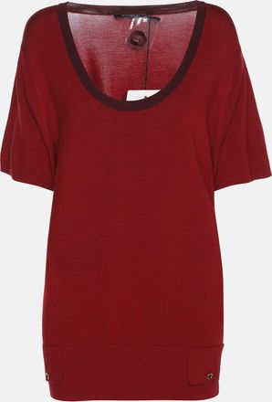 Marina Rinaldi Marina Sport By Marina Rinaldi Red Stretch Knit Scoop Knit Short Sleeve Sweater