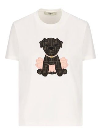Fendi Fendi Itina dog-appliqu&eacute; T-shirt - White