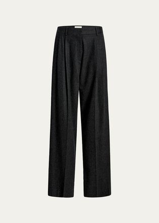 Khaite August Pleated Wool Pants