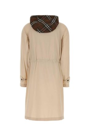 Burberry Womens Stretch Nylon Coat Beige Polyamide Elastane