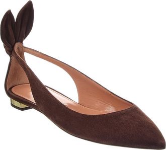 Aquazzura Bow Tie Suede Slingback Ballet Flat