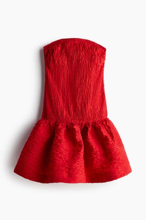 H&M Gesmoktes Bandeau-Kleid - Knallrot