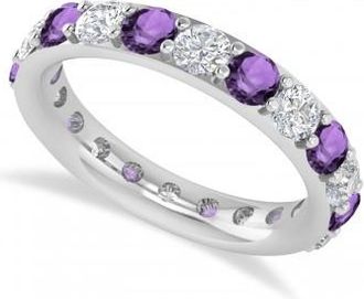 Allurez Diamond & Amethyst Eternity Wedding Band 14k White Gold (2.50ct)