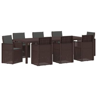 vidaXL Conjunto De Comedor De Jard&iacute;n 9 Uds. Marr&oacute;n Y Antracita Pp Vidaxl
