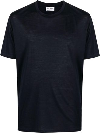 Saint Laurent crew neck cotton T-shirt - men - Silk/Cotton - S - Blue