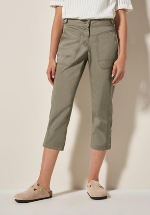 Cecil Caprihose CECIL Style New York, Damen, Gr. 25, N-Gr, grau (smoky taupe), Web, Obermaterial: 98% Baumwolle, 2% Elasthan, unifarben, normal kniebedecken