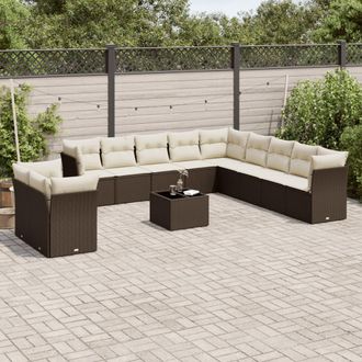 vidaXL Conjunto De Sof&aacute; De Jard&iacute;n Con Coj&iacute;n 13 Pcs Negro Polirat&aacute;n