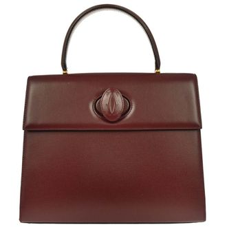 Cartier Cartier Vintage Handbag Leather Burgundy Leather Handbag (Pre-Owned)