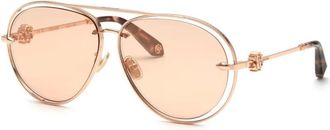 Roberto Cavalli Ladies Black Aviator Sunglasses SRC032M 8FCG