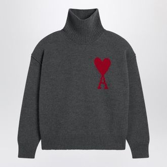 Ami Grey Turtleneck Sweater AMI Paris De Coeur