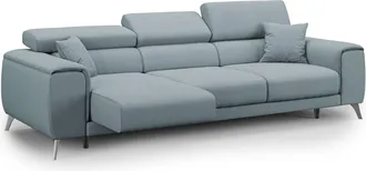 Divani.Store Fusion Sof&aacute; Con Asientos Deslizantes En Tela Suave Antimanchas 260 Cm Azul Claro