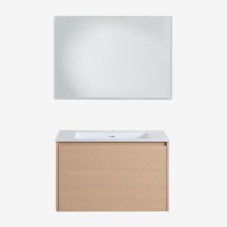 Sklum Conjunto De Mueble De Ba&ntilde;o Suspendido 80x50 Cm En Madera Con Lavabo Integrado Jacob Sklum