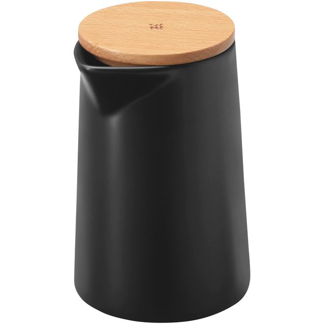WMF Kineo Sahnekännchen mit Deckel 270 ml, Milchkännchen Steinzeug matt, Buchenholz, Sahnekanne, schwarz ab 23,68 €