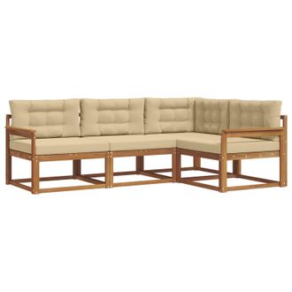 vidaXL Conjunto De Sof&aacute;s De Exterior Con Coj&iacute;n 4 Pcs Natural Y Beige Vidaxl