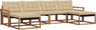 vidaXL Conjunto De Sof&aacute;s De Exterior 6 Uds. Natural Y Beige Vidaxl