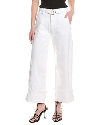 Rag & Bone Andi Belted Ankle-Length Optic White Wide Leg Jean