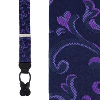 Trafalgar Store Christian the Romantic Brocade Silk Button End Suspenders in Purple at Nordstrom