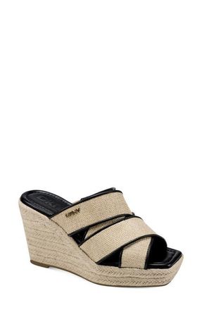 DKNY Cresson Platform Wedge Sandal in Natural/Black at Nordstrom, Size 8.5