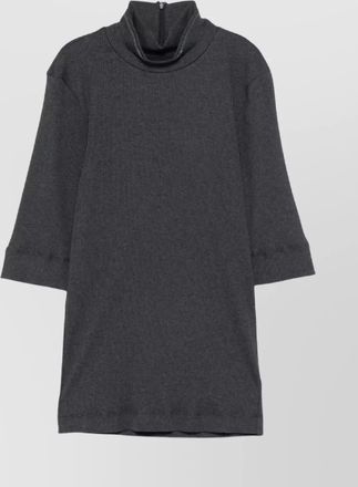 Brunello Cucinelli short sleeve ribbed turtleneck top