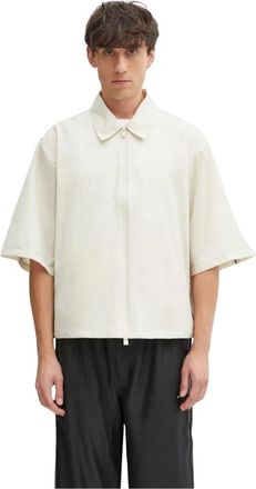 Rains Overshirt met Korte Mouwen en Kraag - Heren - Korte mouwen Overhemden - Beige - S - Polyester - Overhemden