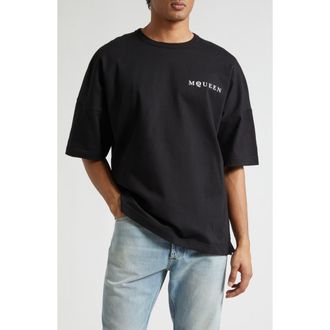 Alexander McQueen Oversize Logo Graphic T-Shirt in Black/White at Nordstrom, Size Xx-Large