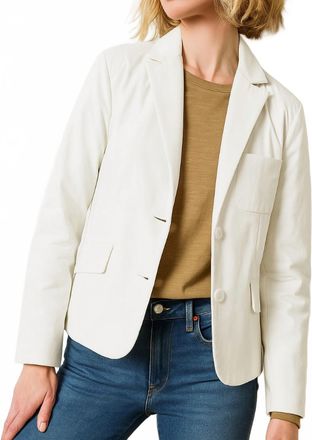 Lilla P Long Sleeve Padded Blazer In Talc