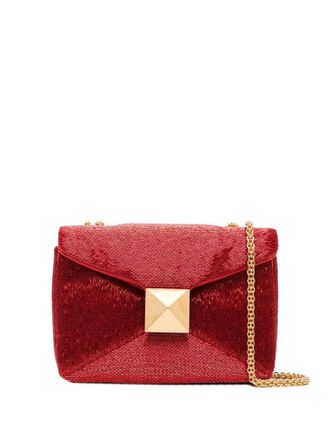 Valentino Garavani One Stud crossbody bag - women - Polyamide/Metal/Lambskin/glass/Lamb Skin - One Size - Red