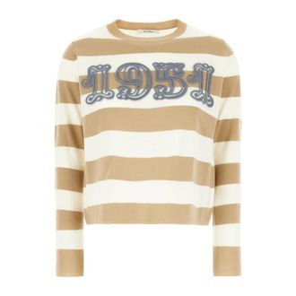 Max Mara Round-neck Knitwear, female, Beige, Size: XS Viterbo Sweater