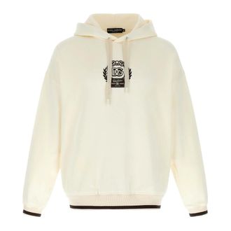 Dolce & Gabbana Hoodies, male, Beige, S, Logo Embroidery Hoodie