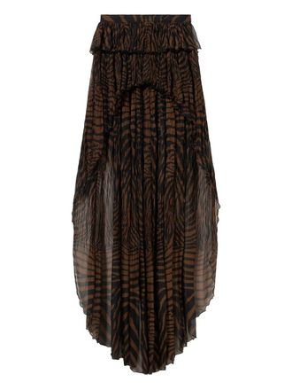 Blumarine asymmetrical skirt - women - Viscose/Polyester - 40 - Brown
