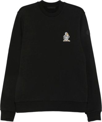 Moncler Sweatshirt met ronde hals en lange mouwen - Heren - Sweatshirts & Hoodies - Zwart - Maat: M Katoen