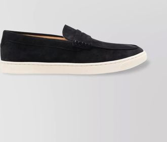 Brunello Cucinelli suede moccasin-style sneakers with diamond cut mask