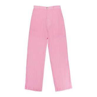 Edward Cuming DYED AND BLEACHED MUSLIN PINK STRAIGHT PANTS