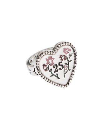 Gucci Silver Floral Enamel Ring