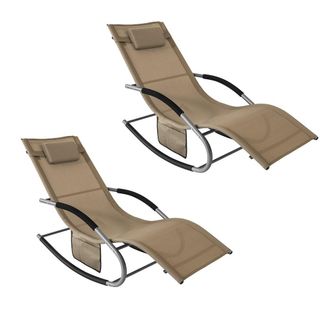 SoBuy 2x muebles de jardin mecedora silla tumbona de exterior reclinable