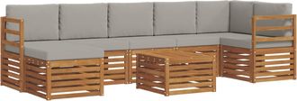 vidaXL Conjunto De Sof&aacute;s De Exterior 8 Uds. Gris Natural Y Claro Vidaxl
