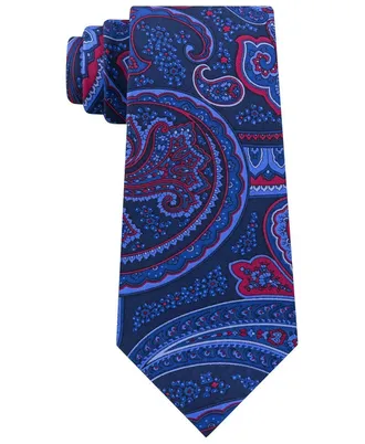 Tommy Hilfiger Mens Classic Large Paisley Silk Twill Tie Navy Size Regular