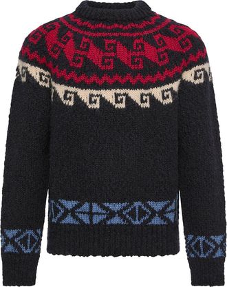 Moncler Moncler Geometric Jacquard Wool & Alpaca Blend Sweater, Men, Blue, Size: Xl