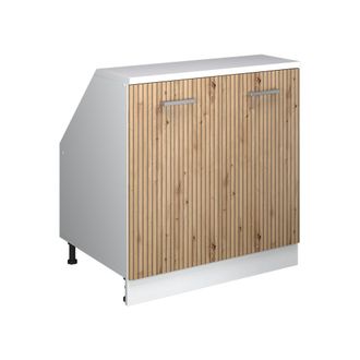 Vicco Armario De Cocina Para Techo Inclinado R-line, Roble Artesanal, 80 Cm Con 2 Puertas, 60 Cm De Profundidad, Vicco