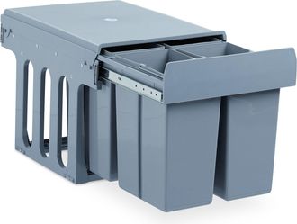 Relaxdays Relaxdays - Cubo De Basura Empotrable, Sistema De Reciclaje, Pl&aacute;stico, 4x 8l, 35,1 X 34,3 X 48 Cm, Gris