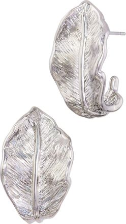 Savvy Cie Jewels RHODIUM PLATED CURLED LEAF STUD EARRING